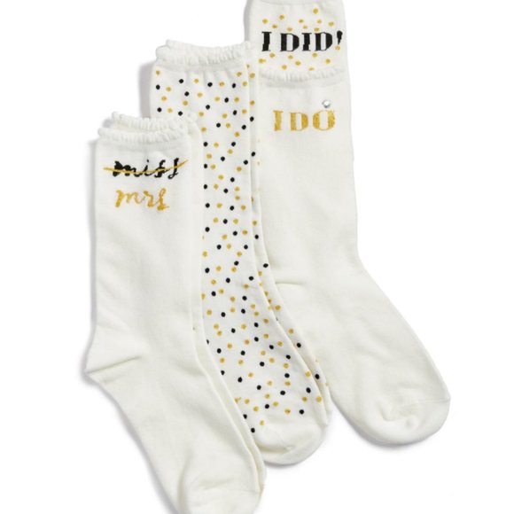 kate spade i do - bride 3-pack crew socks nwt - Picture 4 of 5